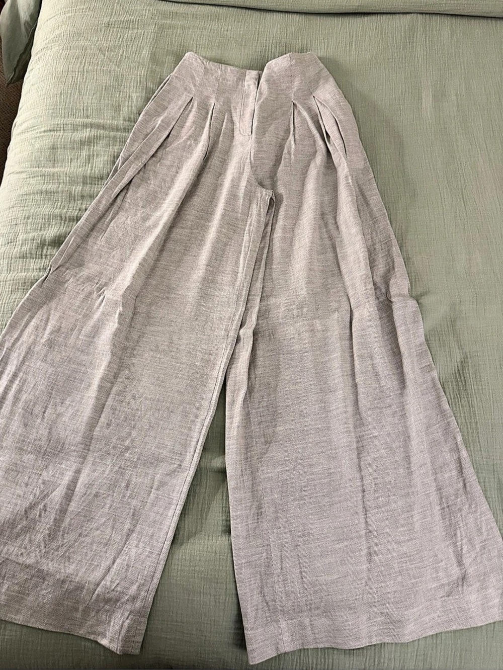 TWD Drew pleated wide-leg hemp pants - SIZE 2